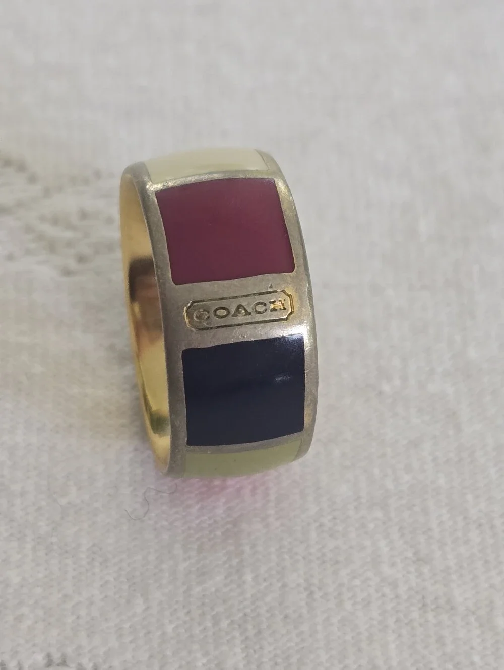 Coach Colorblock Enamel Dome Ring in Olive, Pink, Navy, Burgundy ~Size 8.5
